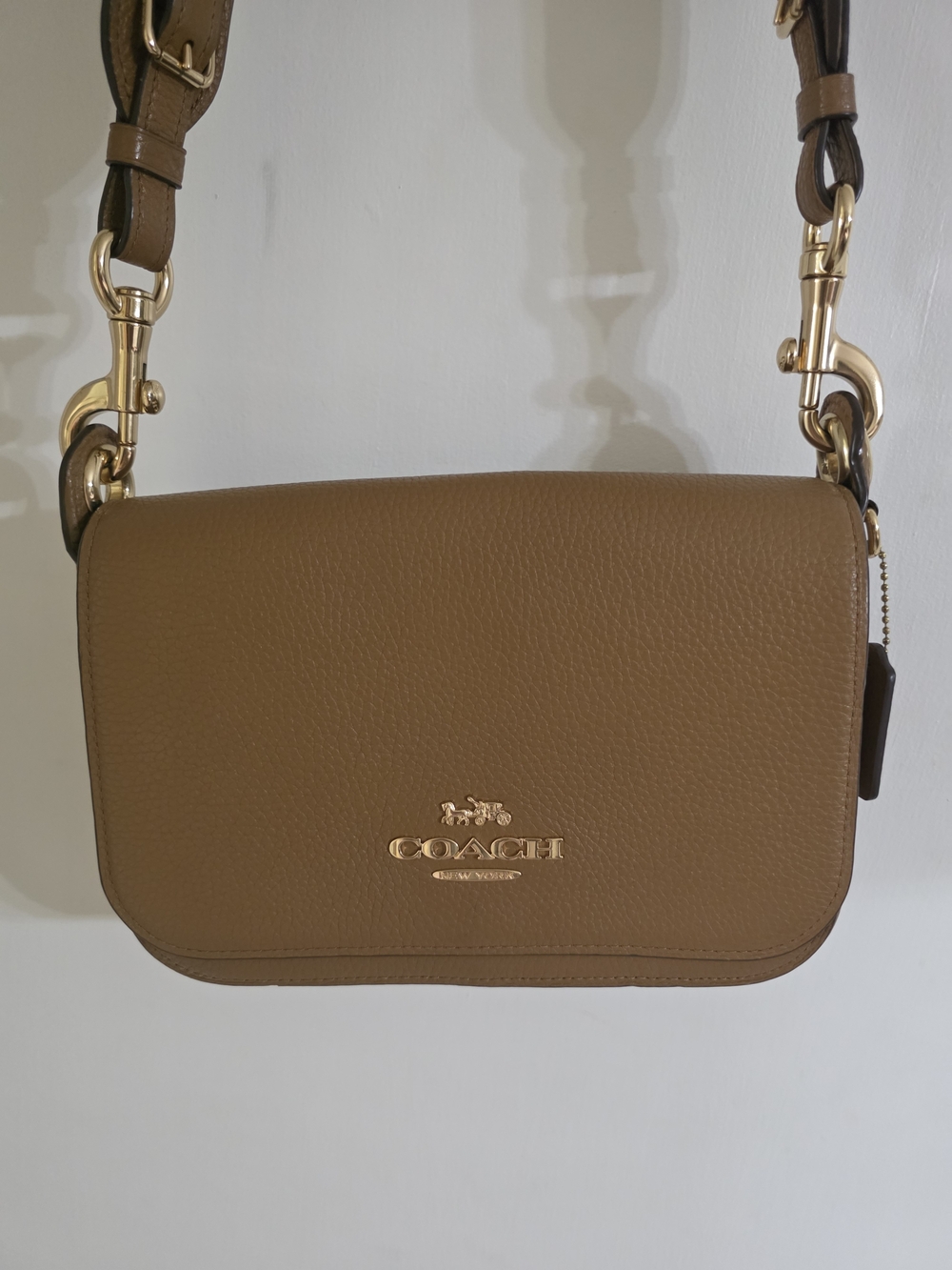Coach Pebbled Leather Crossbody Bag in Tan - Picture 6 of 12